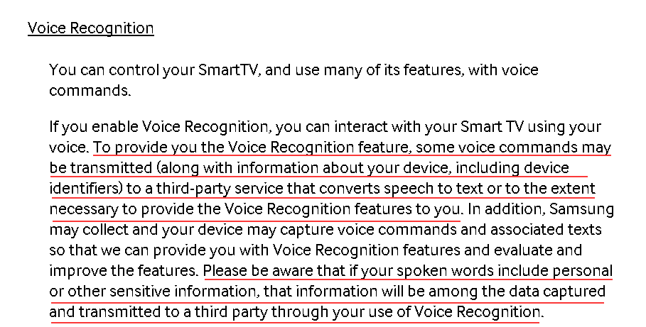 Samsung SmartTV Voice Recognition