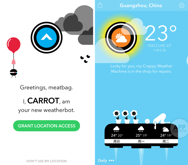 CARROT Weather app-看天气预报的乐趣指数从此提升 7.8 倍#iOS